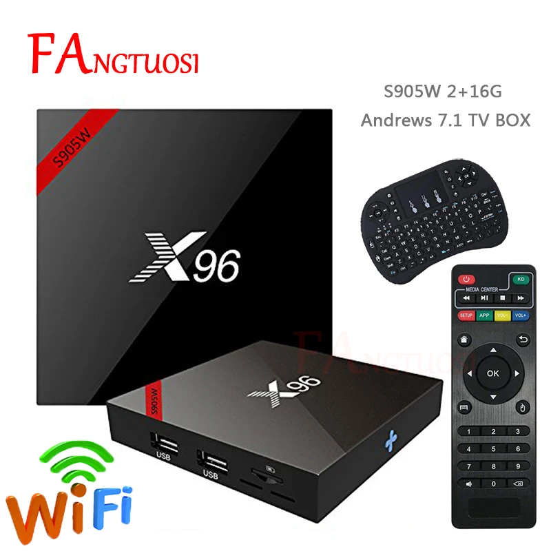 Günstig FANGTUOSI X96 X96W Smart tv box android 7.1 2GB 16GB Amlogic S905W Quad Core 4K 2,4 GHz WiFi media Player 1GB 8GB set top box