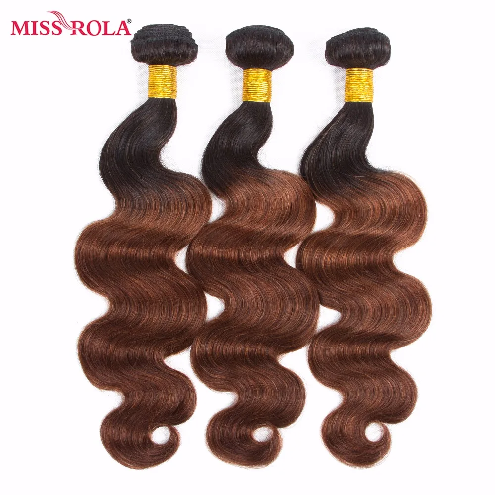 Miss Rola Hair Pre-colord Mongolian Body Wave Hair Weaving 3 Bundles With Closure #T1B/33 Color Human Non-Remy Hair Extension
