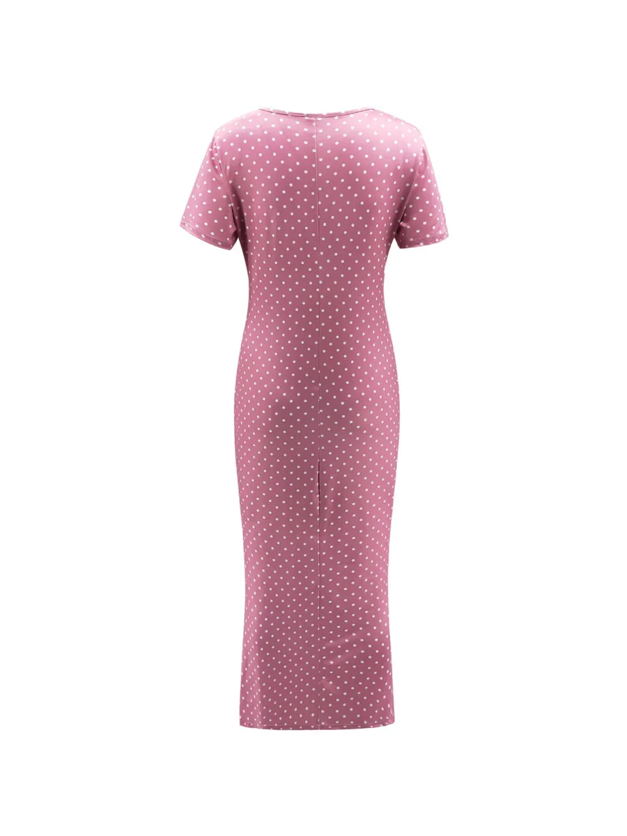 Gladiolus Sexy Bodycon Summer Dress Women 2019 Short Sleeve O Neck Polka Dot Women Maxi Dress Spring Ladies Sexy Club Dresses (29)