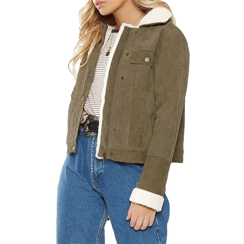 Зимний западный стиль модный тонкий контрастный цвет лоскутное мех с длинным рукавом SM L XL XXL Вельветовая Женская Повседневная утепленная куртка