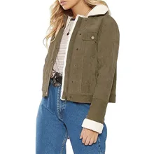 Зимний западный стиль модный тонкий контрастный цвет лоскутное мех с длинным рукавом SM L XL XXL Вельветовая Женская Повседневная утепленная куртка