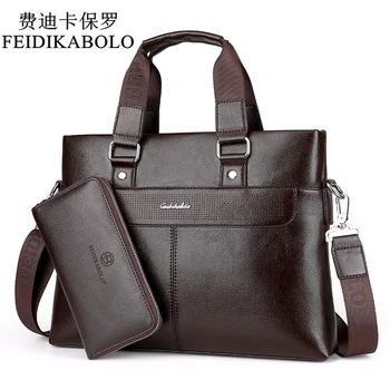 

FEIDIKABOLO Fashion Men PU Leather Crossbady Bag Men Handbags Male Designer Business Briefcase 14 inch Laptop Bag Shoulder Bags