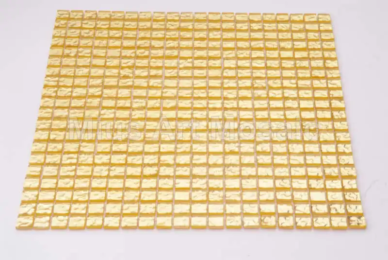 Чистая желтое золото круглый край стеклянная мозаика 15x154 мм для кухни щитка A5W02-15-4