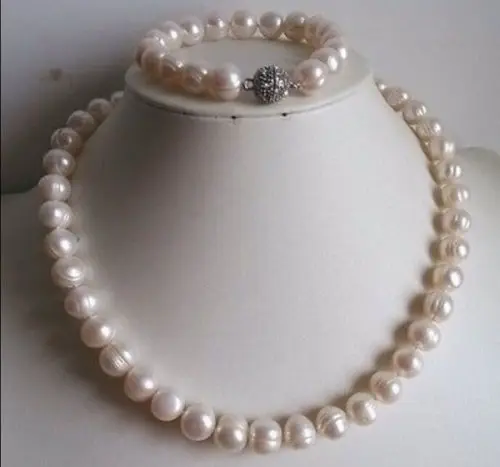 

9-10MM white freshwater Cultured Pearl Necklace Bracelets LL003 hot