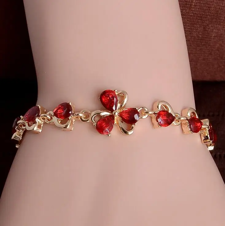 Shuangr золотого цвета, украшенное красивыми цветами Австрийскими кристаллами вечерние звено цепи браслет H265/H266/H267/H268/H269