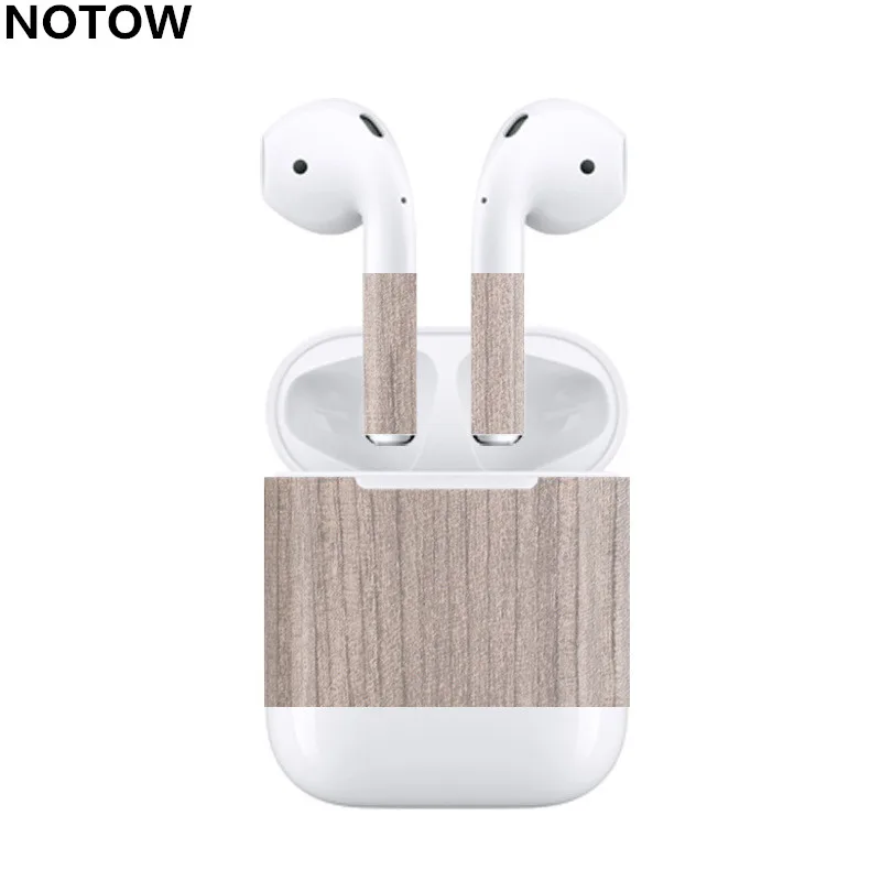 NOTOW для Airpods 2 Беспроводная bluetooth-гарнитура 3D роскошная деревянная Наклейка защитная пленка для Airpods 1/2 проводная