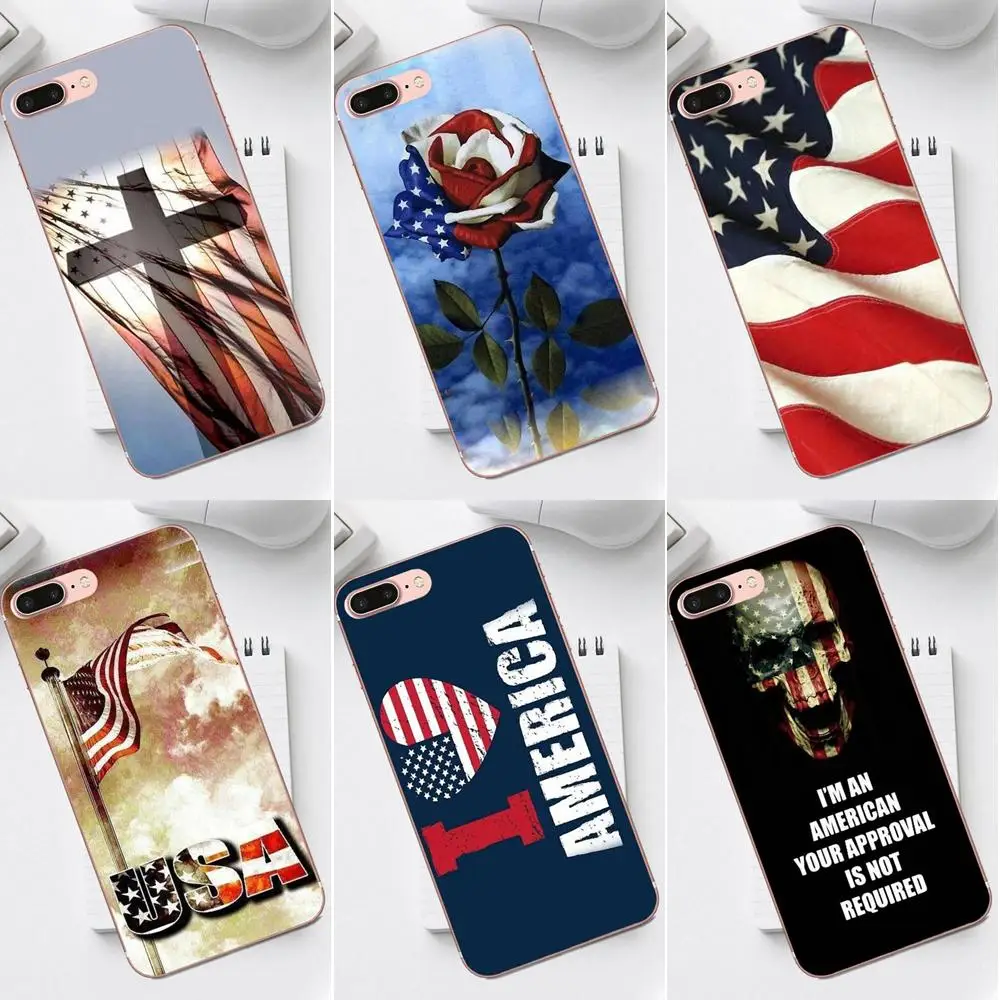 

Qdowpz God Bless The Usa Flag For iPhone 4 4S 5 5C SE 6 6S 7 8 Plus X XS Max XR Galaxy A3 A5 J1 J3 J5 J7 2017 TPU Mobile Phone
