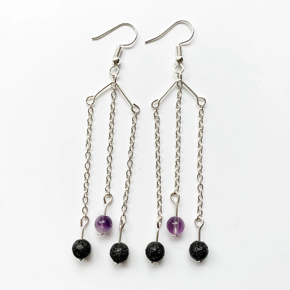 lava stone amethyst earrings