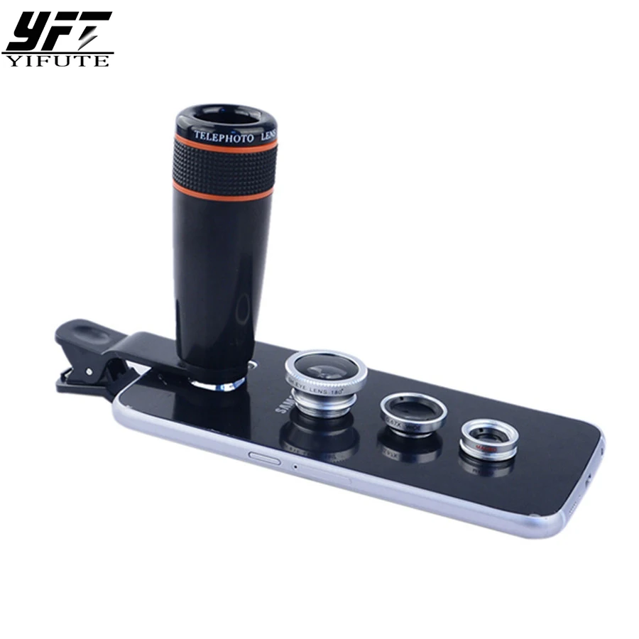 

Yifute 12X Telephoto Telescope Optical Zoom Lens+Wide Angle & Macro+Fisheye Lens Camera Lens Kit for iPhone5s 7 6s Plus Samsung