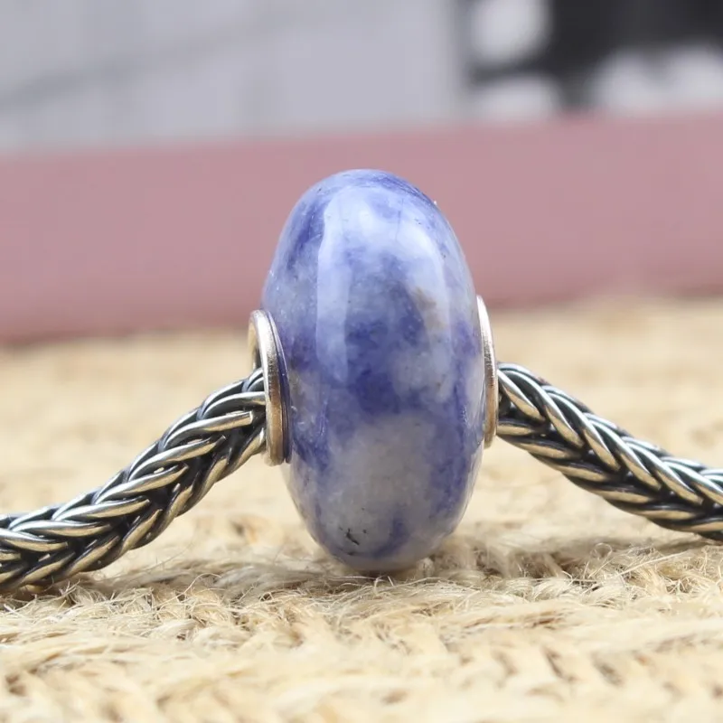 

DIY Jewelry 925 Sterling Silver Blue Natural Stone Crystal Charm Bead Fit European Troll Bracelet Jewelry Making Free shipping