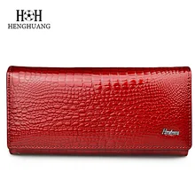 HH Women Wallets and Purses Luxury Brand Alligator Long Genuine Leather Ladies Clutch Coin Purse Female Crocodile Cow Wallet