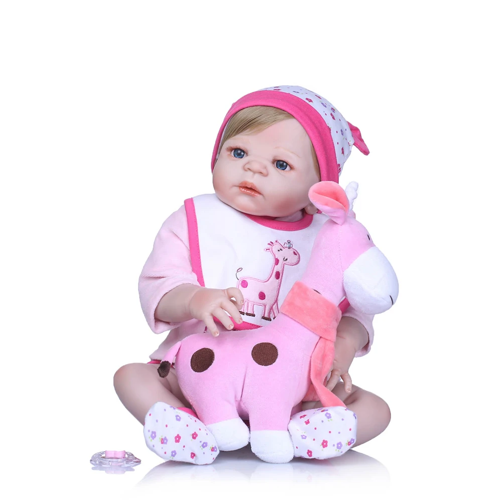 57 см силиконовая кукла для новорожденных детей 23 дюйма NPK bebe розовый жираф наряд