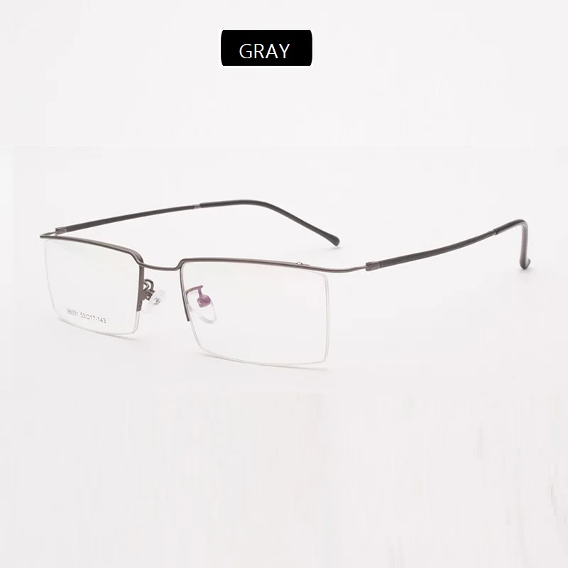 Ширина-137, мужская оправа, очки, оправа, бизнес оправа для бровей, эластичная полуоправа, сплав, оптическая близорукость, очки, оправа для очков - Цвет оправы: gray