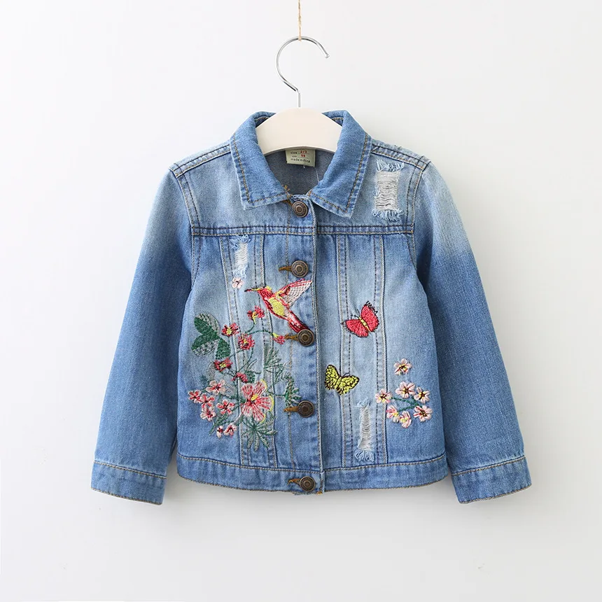 2017 New Spring Autumn Kids Jacket Girl Boy Classic Flower Embroidery