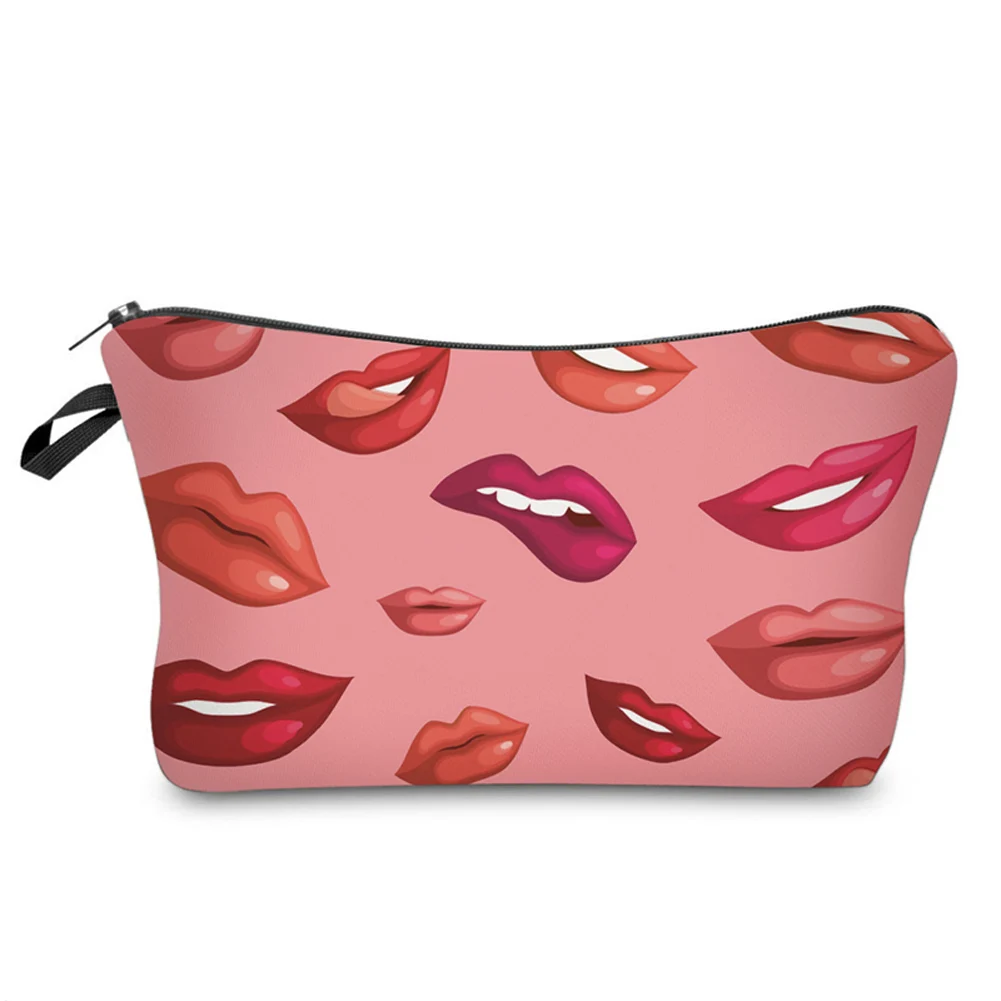 

High Quality Female Lips Pattern Organizer Pouch Storage Makeup Bag Women Lady Zipped Travel Cosmetics Bags Gifts Popular