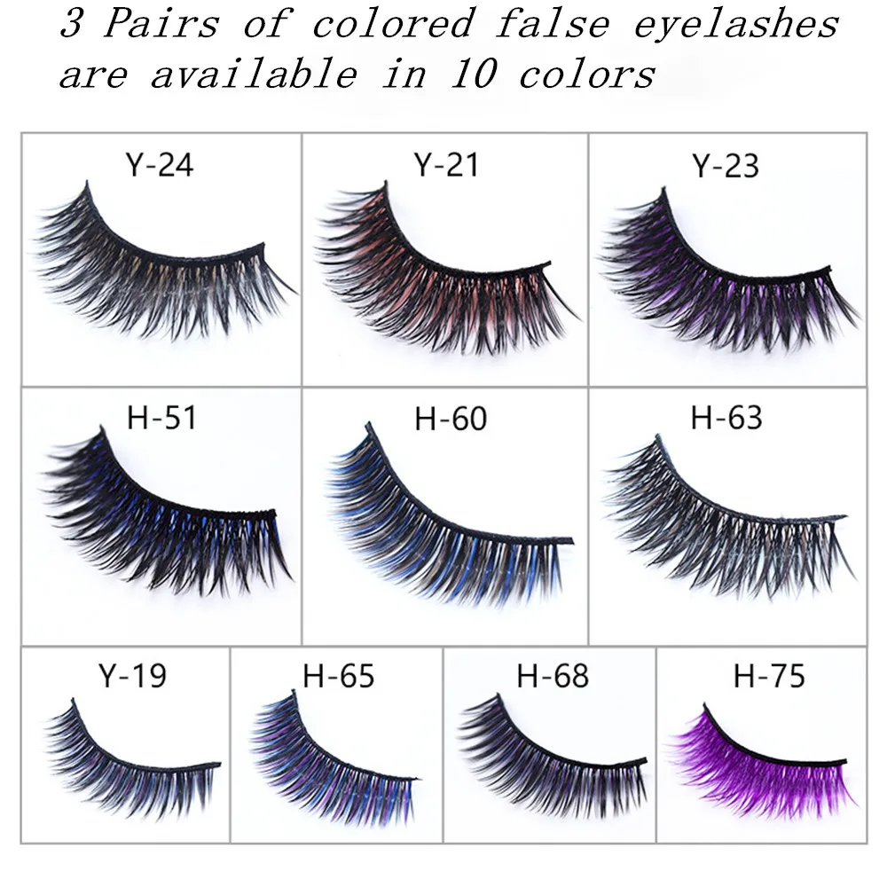 

10Color Cross Exaggeration Thick Slender Eyelash Handmade Cotton Thread Stem 3 Pairs Of False Eyelash False Eyelash Wholesale