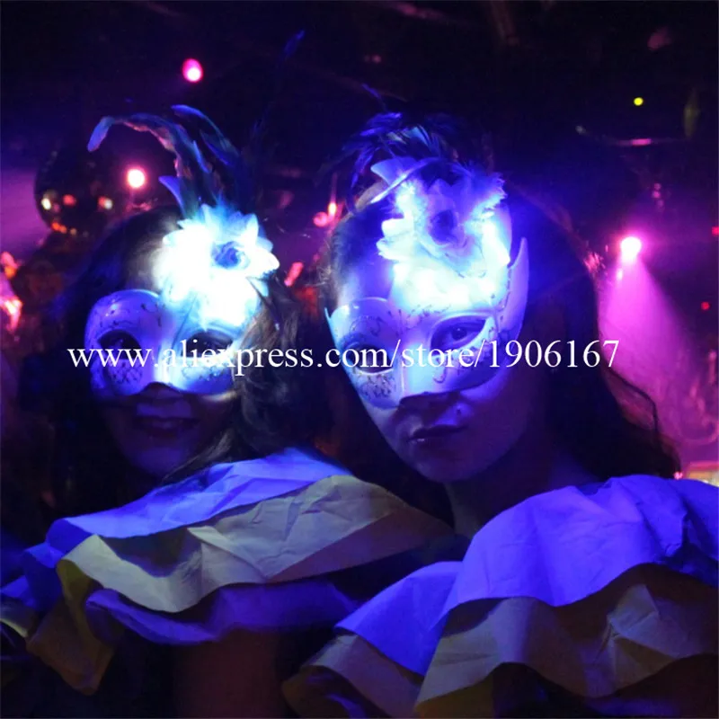 

New Design LED Luminous Light UP Masquerade Mask Party Queen Mask Light Suits Dance Accessories Halloween Customizable