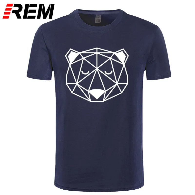 

REM Geometric Brown Bear Head T-shirt New Nordic Animal Woodland Bear Tshirt Fashion Creative Design T shirts Casual Tops Tees