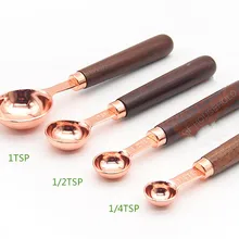 Розовое золото комплект мерных ложек из 4 деревянной ручкой совок набор из нержавеющей стали измерительная чашка для выпечки Инструменты