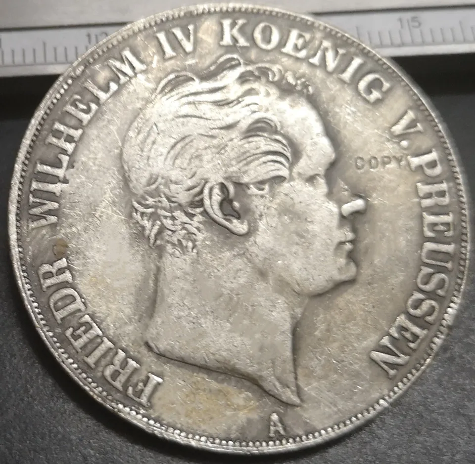 Германия states 1844 A 2Thaler 3 1/2 Gulden-Фридрих Вильгельм IV копия Посеребренная монета | Дом