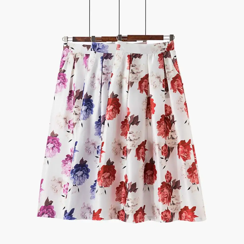 Women Summer Fashion Ladies Spring And Summer Print Fashion Casual Skirt Retro Big Skirt Women Skirts 2019