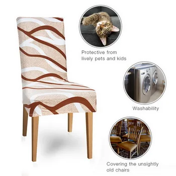 

6pcs Soft Stretch Spandex Chair Covers Fit Dining Room Banquet Chair Seat Protector Slipcover for Home Party Hotel Wedding Study