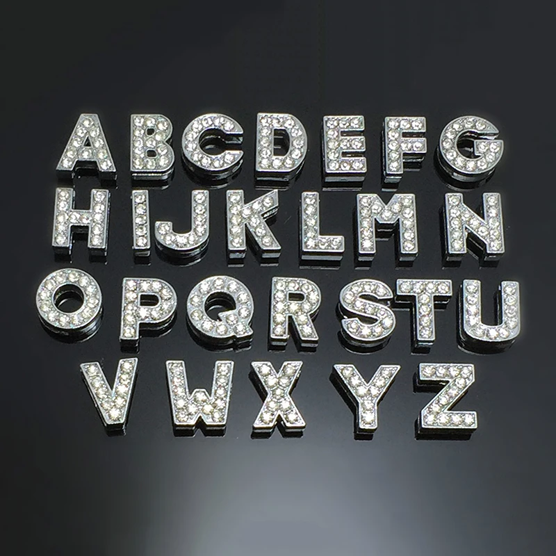 

(100 Pieces/Lot)Bling Rhinestone 10 MM A-Z Slide Letters for Dog Cat Collar Pet Products DIY Pet Accessory