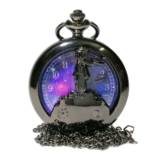 New Fashion Black The little Prince Hollow Color Dial Quartz Pocket Watch Analog New Fashion Black The little Prince Hollow Color Dial Quartz Pocket Watch Analog