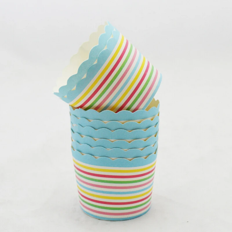 50 шт. красочные бумажные чашки для торта, духовки, инструменты для выпечки, лоток, вкладыши для выпечки, чашки для кексов, кухонные капкейки, чехлы - Цвет: Rainbow Stripe