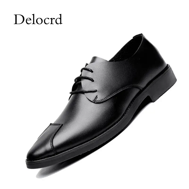Топ из мягкой из искусственной кожи Модные Для мужчин Бизнес Оксфорды черные туфли с острым носком; классические офисное, официальное платье обувь