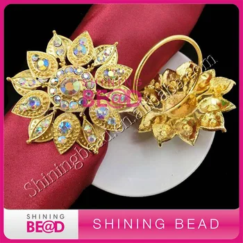 

high quality gold rhinestone napkin ring for table,free shipping