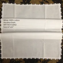 Модные женские носовые платки 12 шт./партия 14x2" белый мягкий хлопок Свадебные Платки вышитые кружевной носовой платок для невесты