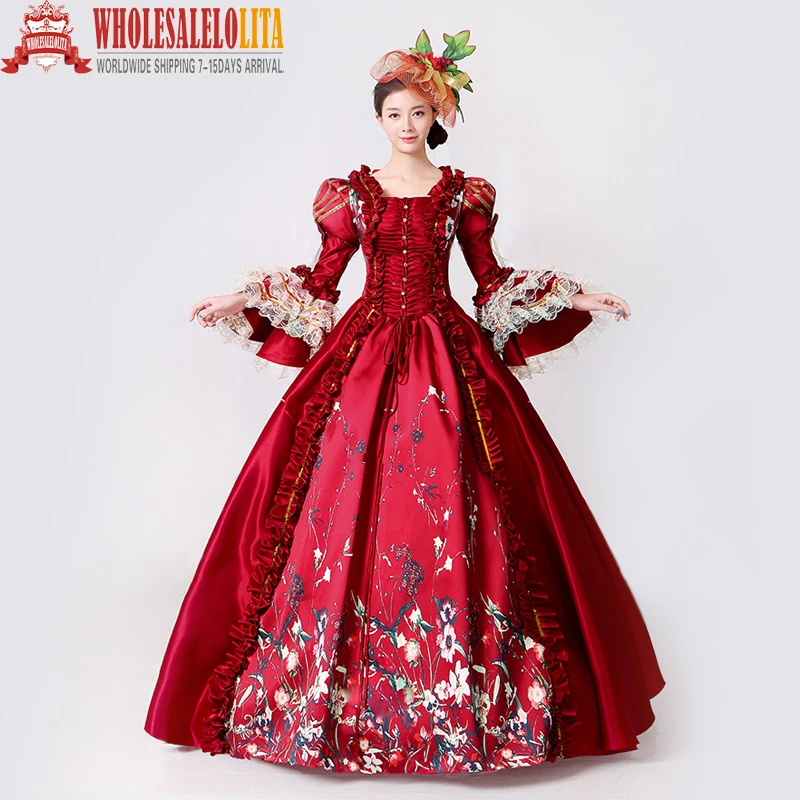 Брендовое Новое красное кружевное платье с принтом Marie Антуанетты Southern Belle