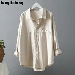 Luoyifxiong 2019 осень сплошной цвет рубашка Женский корейский классический стиль повседневные рубашки женские блузки с рукавом «летучая мышь»