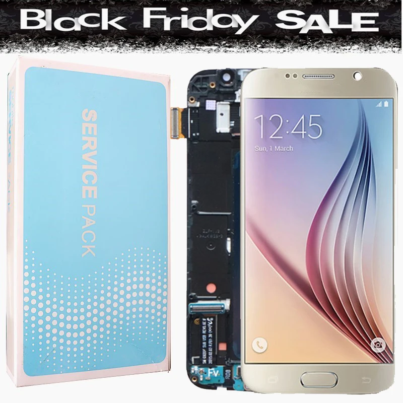 

5.1'' SUPER AMOLED LCD with Frame for SAMSUNG GALAXY S6 G920F Display Touch Screen Digitizer Assembly with Service Pack