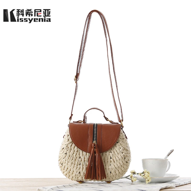 

Kissyenia Women 2018 INS Hot Straw Woven Flap Bags Summer Bohemia Bali Rattan Clutch Knitted Wicker Cute Handmade Bags KS1122