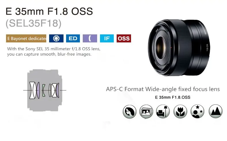 Sony 35 мм F1.8 Объектив sony SEL35F18 35 мм F1.8 OSS объектив для камеры E-Mount объектив для sony Micro-SLR камеры