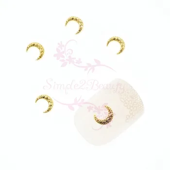 

100pcs/lot Simple Frosted Face Crescent Moon Design Japanese Style Metal Alloy Charms Nail Art Manicure DIY Decoration Wholesale