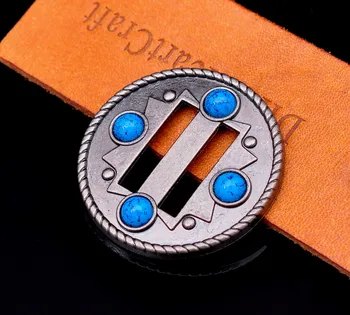 

10X Fashion Turquoise Beads Western Cowboy Horse Saddle Tack Headstall Leathercraft Belt Slotted Concho 1-1/2"