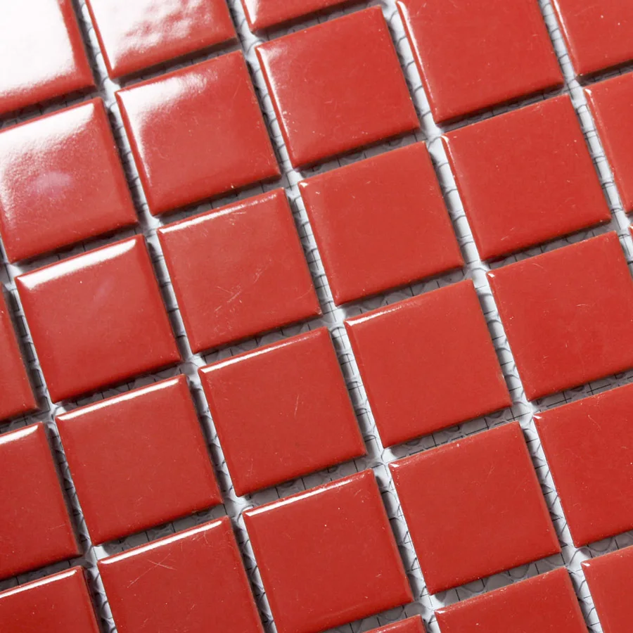 Red Kitchen Backsplash Tiles Porcelain Mosaic Red Glossy Bathroom - Red Kitchen Backsplash Tiles Porcelain Mosaic Red Glossy Bathroom