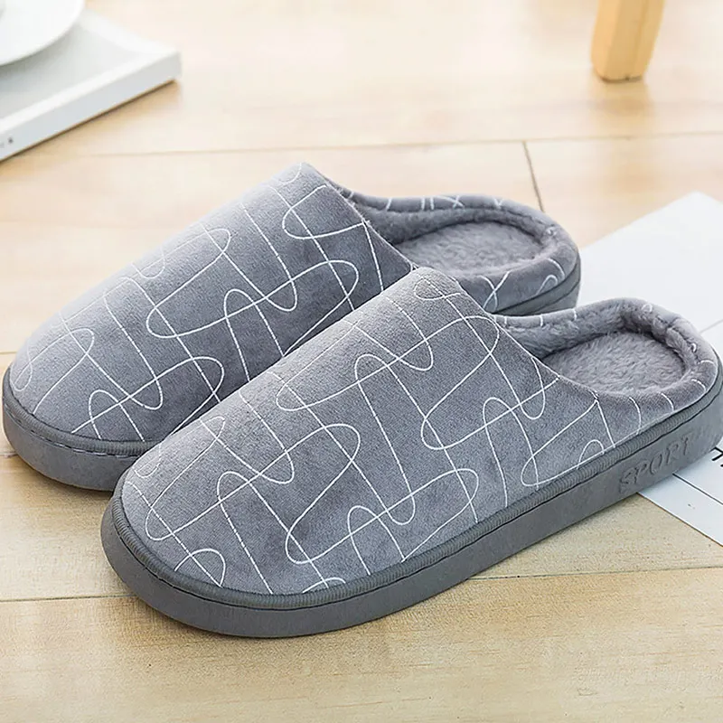 

Men's shoes winter flock home slippers for men fashion plush warm men slippers comfortable 2018 brand non-slip