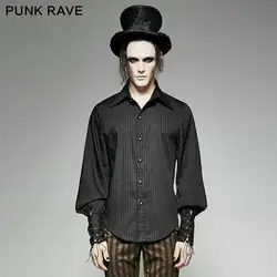 Панк RAVE для мужчин Готический модная новинка полосатая блузка стимпанк Цвет: черный, синий с длинным рукавом винтажный Дворцовый стиль