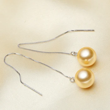 

Eternal wedding Women Gift word 925 Sterling real [beautiful] pearl earrings round 10mm female Korean shippin