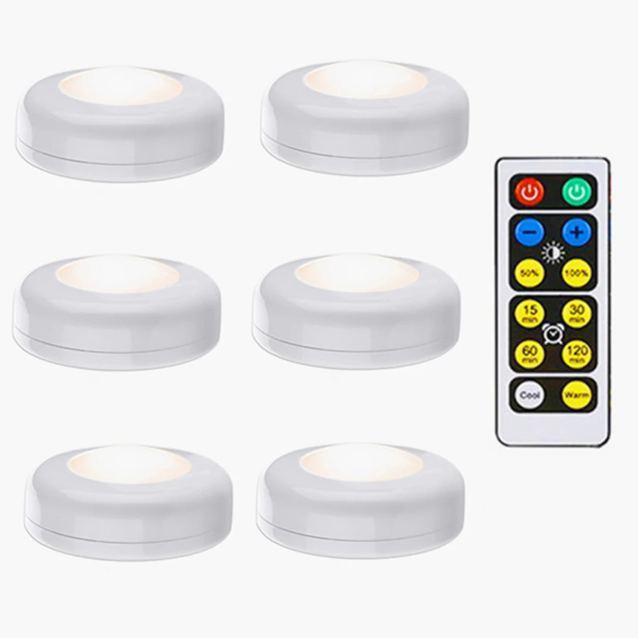 [DBF] беспроводной светодиодный светильник на батарейках для шкафа, rgb-изменение цвета с пультом дистанционного управления, сенсорный датчик, светодиодный ночник - Испускаемый цвет: 6 Light 1 Remote