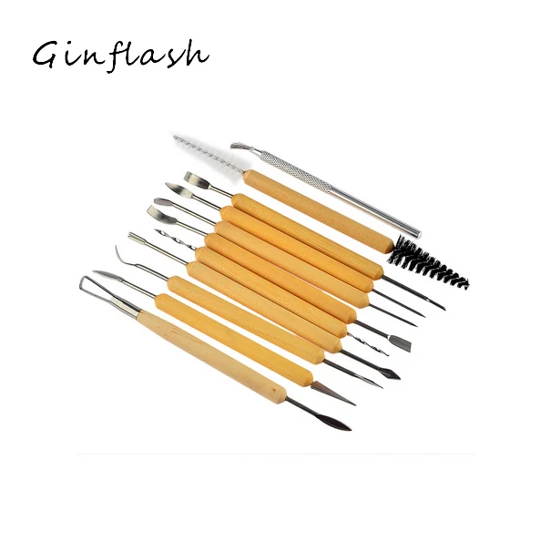 

11pcs/set Pottery Tools DIY A set of Tools of Modeling Clay Wood Wax Handle Clay Sculpture Carving Craft ACT007