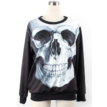

Halloween Customes Skull 3D Digital Print Sweatshirt Winter Svitshot Pullovers For Women O-Neck Stylish Women's Sweatshirts