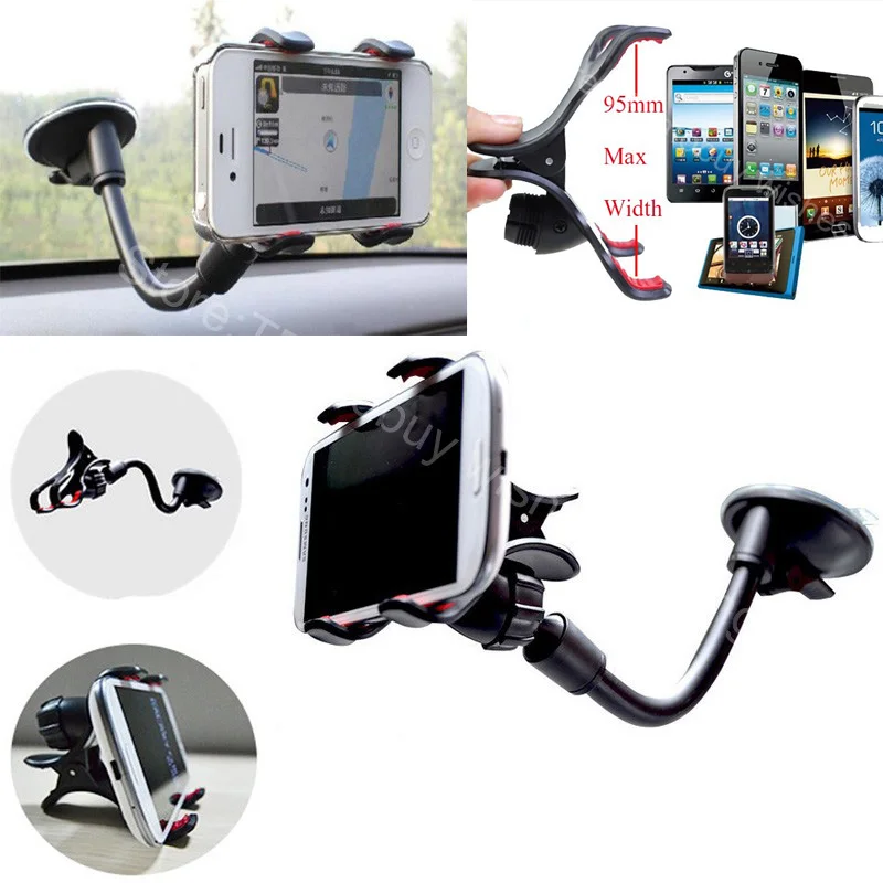 

Car Windshield Mobile Cell Phone Suction Cup Long Arm Neck Dual Grip Mirror Holder for Cellphone/Smartphone/Samsung j7/j5/a5/a7