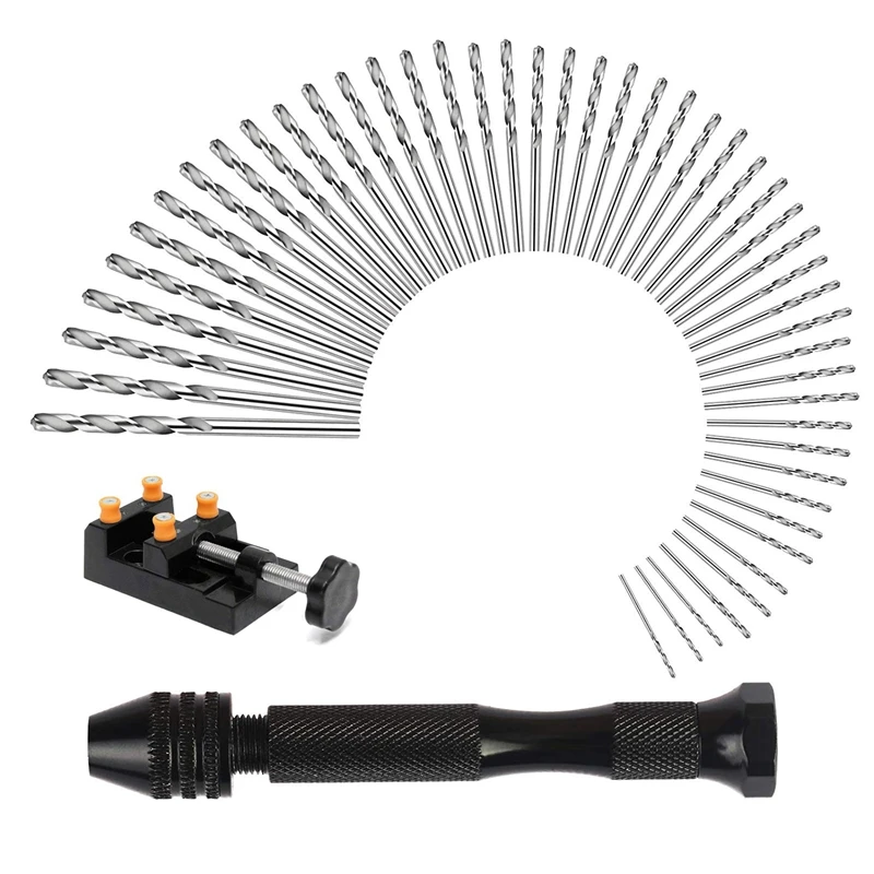

50 Pcs Pin Drill Set, Universal Multiple Size Pin Vice With A Mini Carving Clamp For Craft Carving,Diy,Woodworking,Jewelry Or