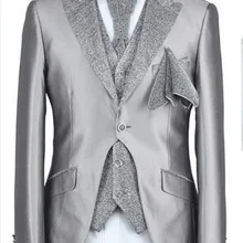 На заказ одна кнопка жениха смокинги друзей жениха Мужские свадебные костюмы выпускного вечера(куртка+ брюки+ жилет+ галстук) K: 502