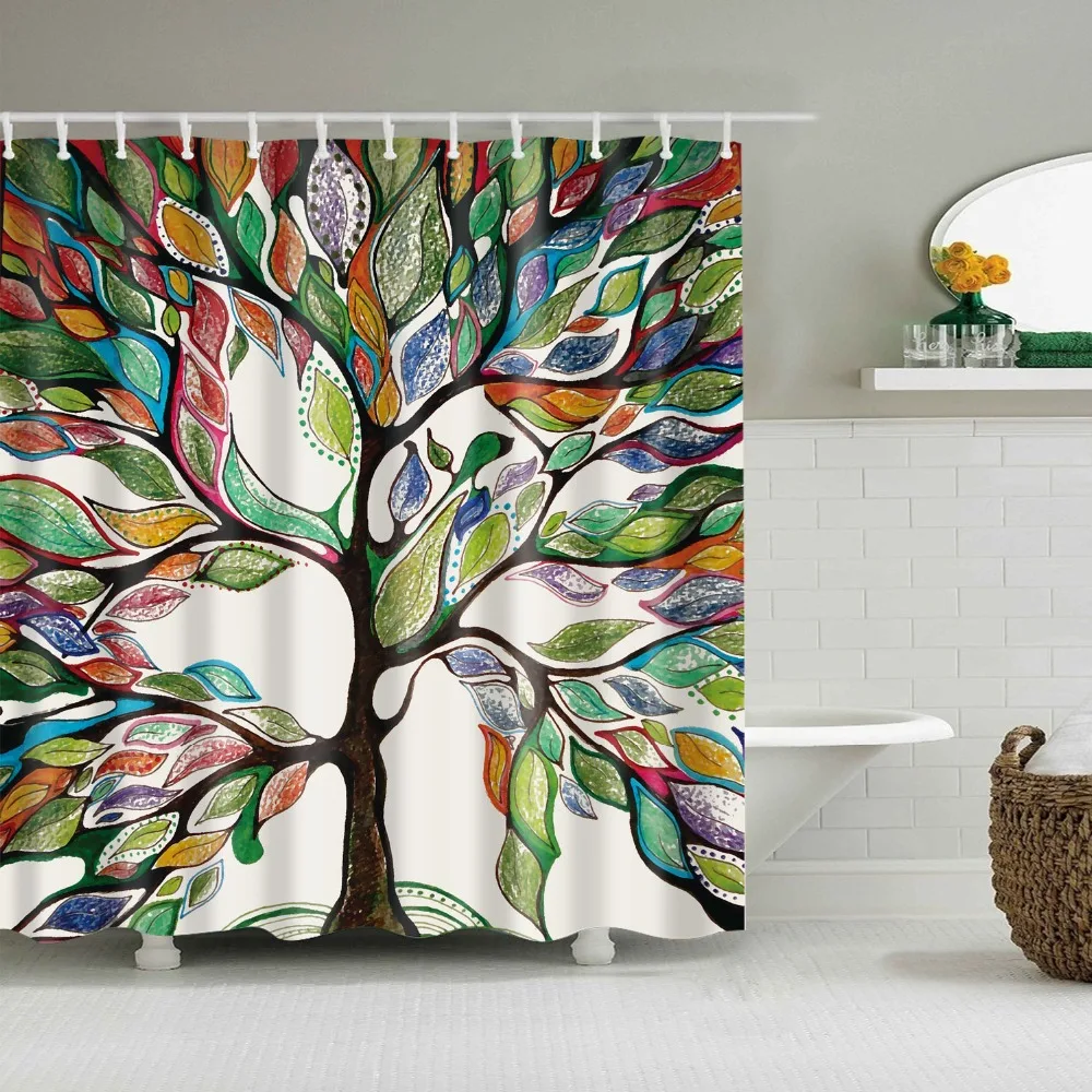 

Autumn Landscape Waterproof Polyester Shower Curtain Bathroom Decoration Mouldproof Bath Curtain Bathroom Curtains with 12 Hooks